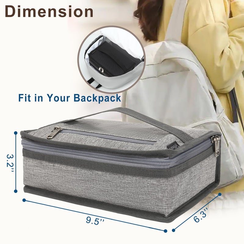 FlowFly Small Insulated Lunch box Portable Soft Bag Mini Cooler Thermal Meal Tote Kit with Handle for Work & School, Heather Grey - Image 4